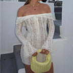 Women's Lace Long Sleeve Off-Shoulder Sheath Dress