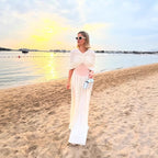 V-Neck Ruched Half-Sleeve A-Line Maxi Dress