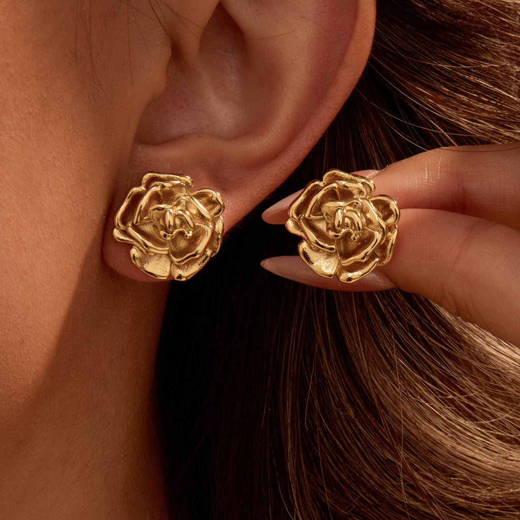 Rose Stainless Steel Stud Earrings