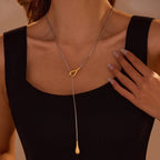Long Water Drop Y Necklace