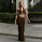 Women's Ruffled Cropped Top And Skirt Two-Piece Set