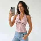 Women's Polka-Dot Pleated Halter Top