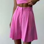 Women's High-Waist Pleated Shorts