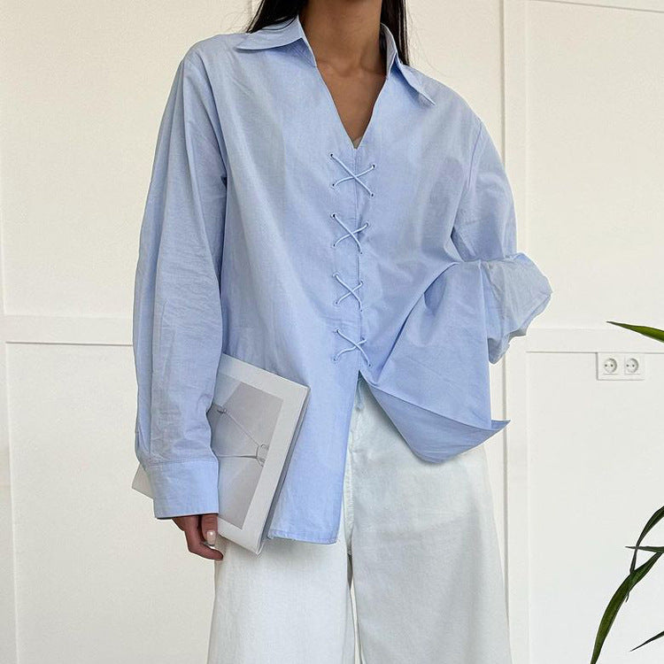 Cotton Collared Tie Shirt