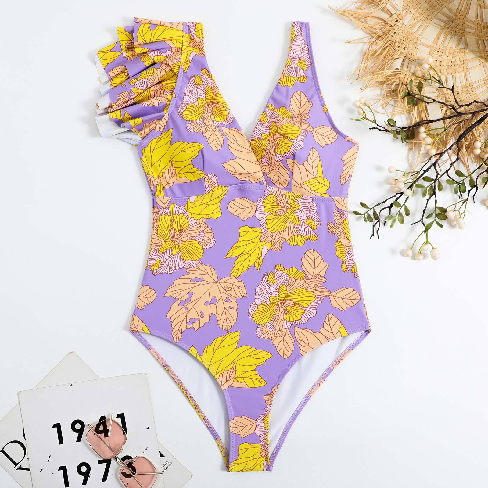 Vintage Ruffled One-piece Swimwear