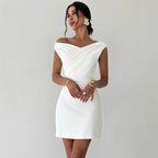 Asymmetric Cross-Collar Slim Dress