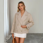 Polo Collar Double Breasted Mid Length Trench Coat Women