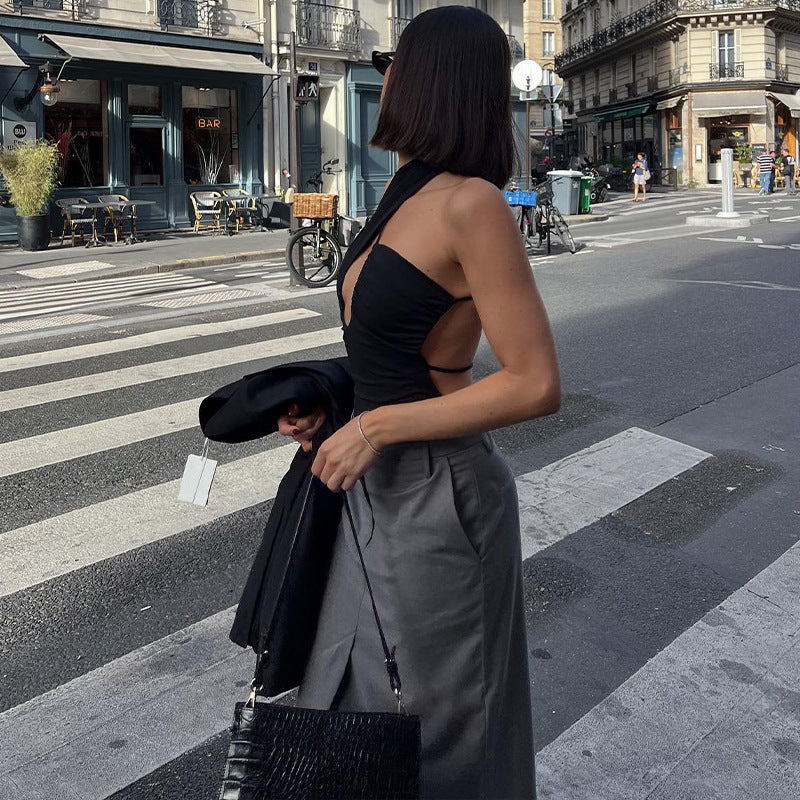 Women's Backless Hollow Out Cutout Out Bottoming Slim Jumpsuit