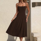 Women's Pleated Spaghetti Strap Swing Dress