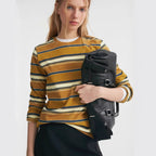 Women's Autumn Striped T Shirt Women Simple Casual Loose Slimming Pullover Long Sleeve Top
