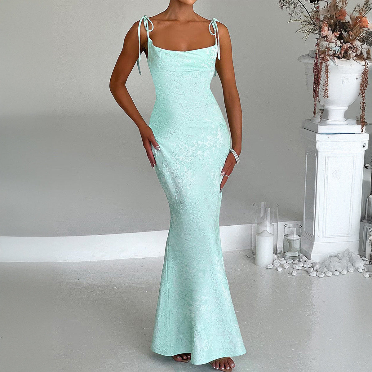 Women's Elegant Evening Dress Hip Spaghetti Straps Dress Women Clothing Summer