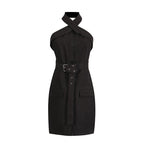 Women's Halter Backless Belted A-Line Mini Dress