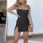 Slit Sling Denim Dress