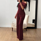 Women's Simple Elegant Summer Short Sleeve Trousers Set Summer