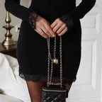 Black Lace V-Neck Long-Sleeve Bodycon Mini Dress