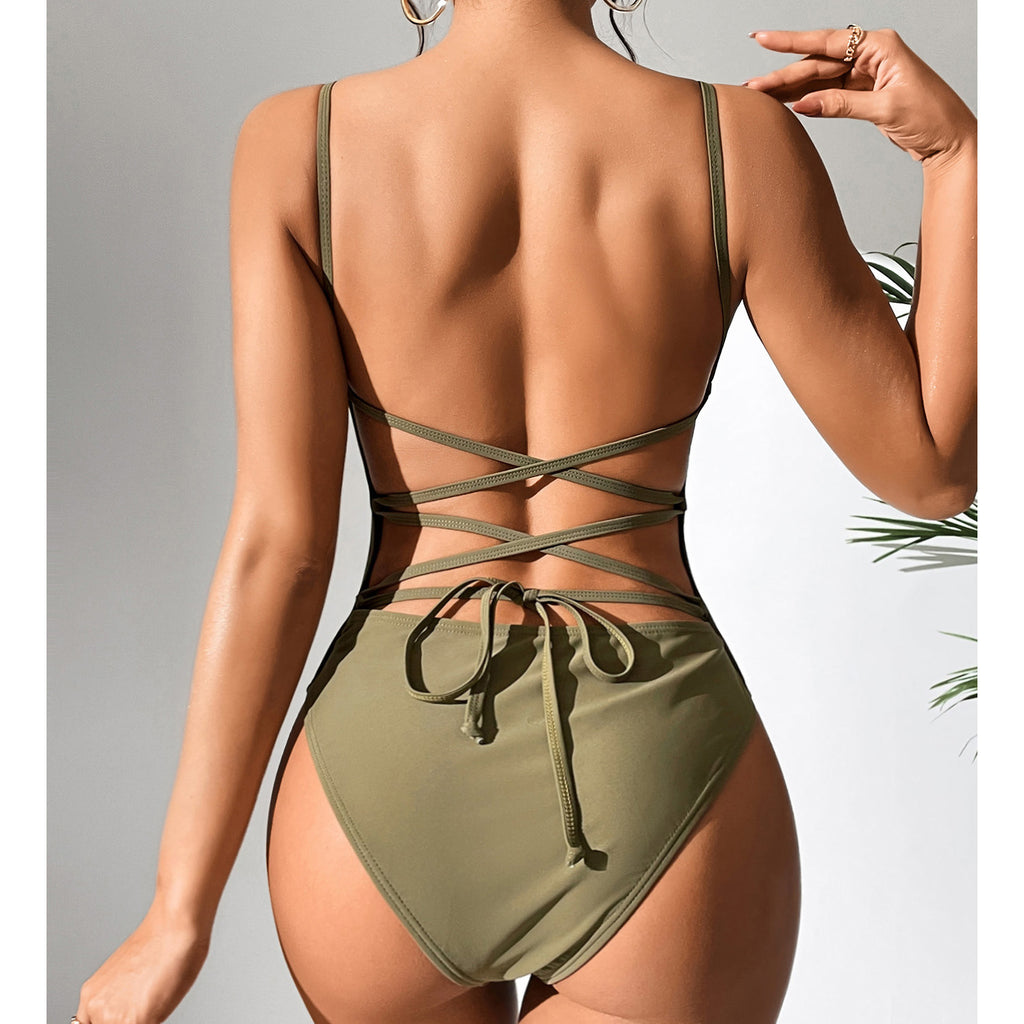 Solid Color One-piece Swimwear