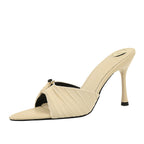 Women's Lace Pleated Stiletto Sandals