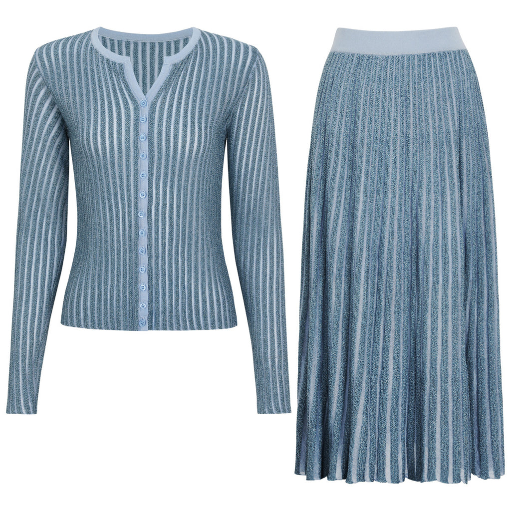 Light Blue Top Two-Piece Overskirt Suit
