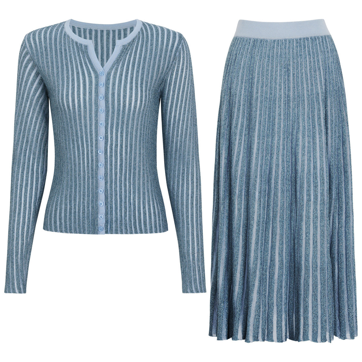 Light Blue Top Two-Piece Overskirt Suit