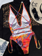 Color Printing One-piece Swimwear