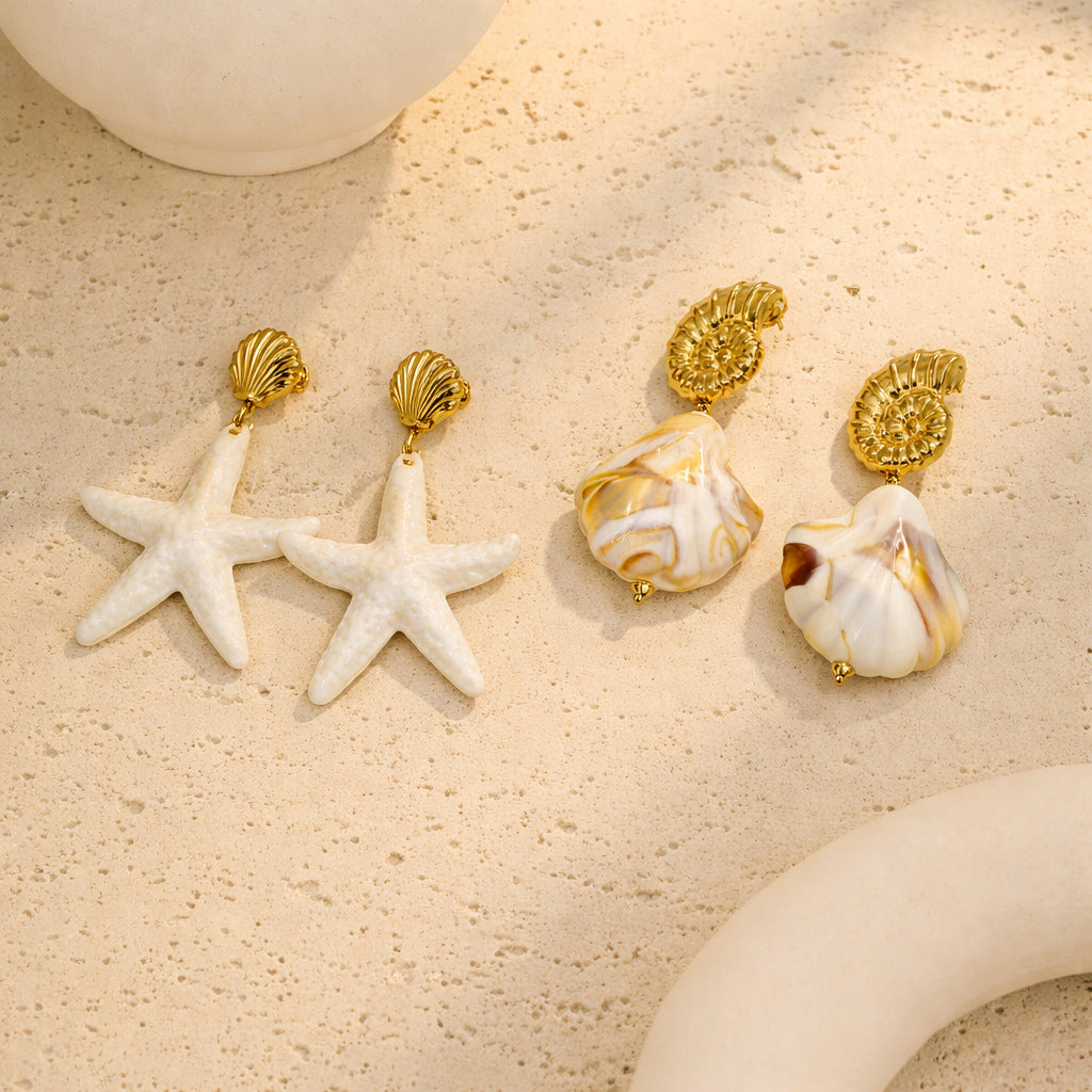 Women's Starfish Shell Earrings