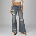 Women's Ripped Straight-Leg Jeans