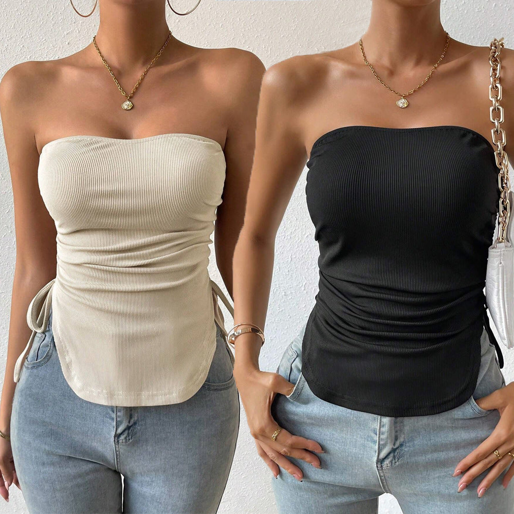 Women’s Solid-Color Drawstring Tube Top