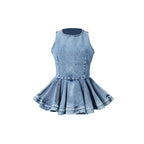 Washed Denim Sleeveless Vest Top