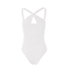 Women's Women’s White Ribbed Halter Wide Leg Jumpsuit