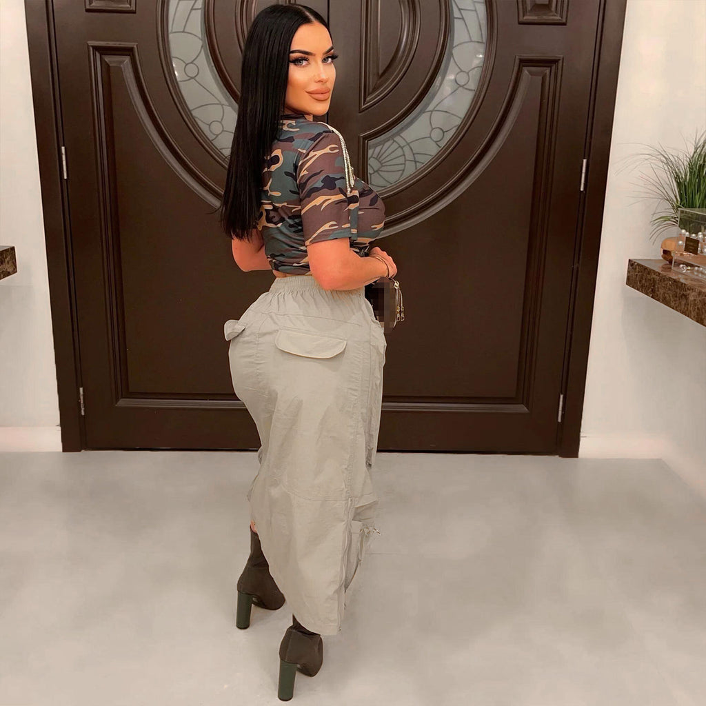 Workwear Zipper Pocket Skirt