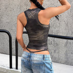 Women's Clothing Summer Sexy U Collar Camouflage Cropped Tank Top
