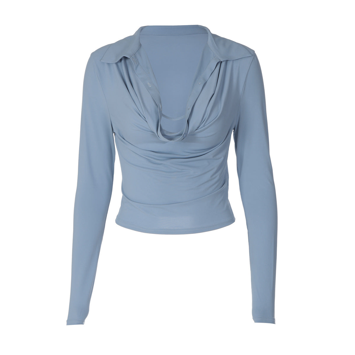 French Design Polo Collar Solid Color Long Sleeved T shirt for Women Autumn Slim Fit Slim Fit Top