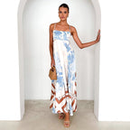 Printed Backless Maxi Dress