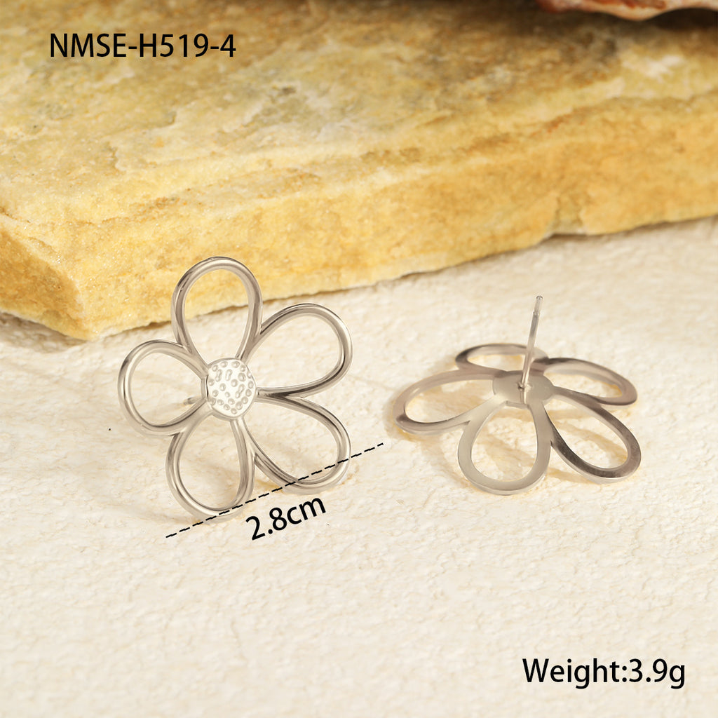 Steel Flower Stud Earrings