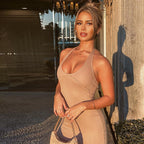 Women's Summer Dress Hollow Out Cutout Backless Halter Sheath Sexy One-Step Dress