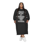 Plus Size Loose Midi Letter Graphic Print Hooded Sweater Dress