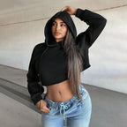 Personalized Trendy Hooded Sweatshirt Fall Winter Western Crop Top