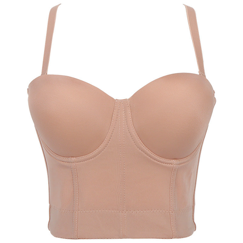 's Backless Tube Top Solid Color Bra Small Sling Detachable