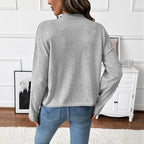 Women Clothing Casual Single Breasted Solid Color Knitted