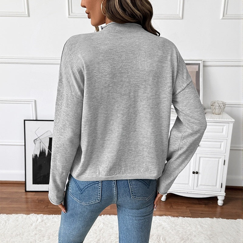 Women Clothing Casual Single Breasted Solid Color Knitted