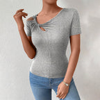 Women's Asymmetric Diagonal Collar Crop Top