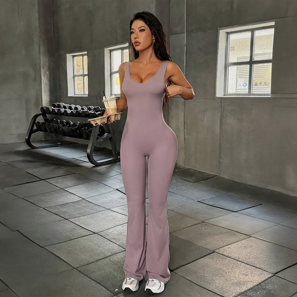Women's Clothing Autumn Fitness Sexy Sleeveless Slim Jumpsuit