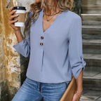 Fall Women Clothing Long Sleeve Pullover Solid Color Shirt for Women