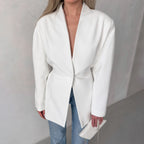Women's V-Neck Tailored Waist Blazer
