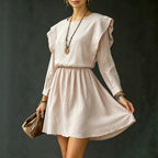 Women's Padded Shoulder Long Sleeve Mini Dress