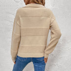 Casual Korean Solid Color Polo Collar Half Cardigan Knitted