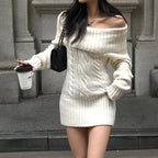 Women's Off-shoulder Twist-detail Sweater Dress