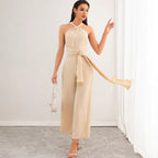 Women's Backless Jumpsuit Trousers Straight Jumpsuit