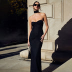 Women's High End Slim Fit Tube Top Backless Stitching Fishtail Dress Long