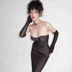 Lace Tube-Top Dress with Oversleeves